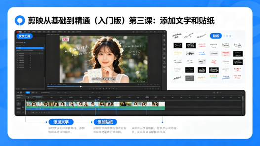 剪映从基础到精通（入门版）第三课：添加文字和贴纸