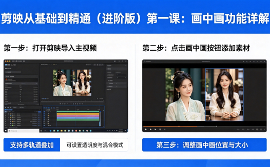 剪映从基础到精通（进阶版）第一课：画中画功能详解