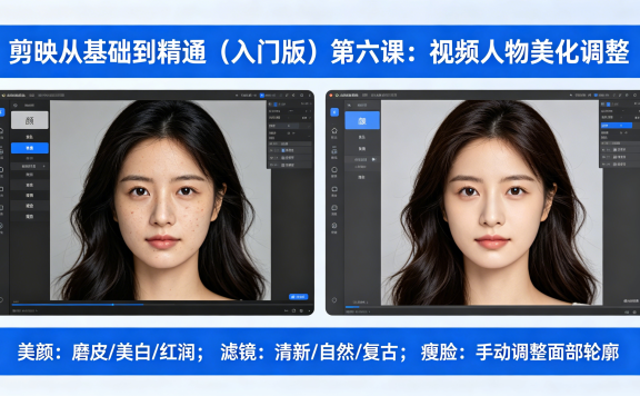 剪映从基础到精通（入门版）第六课：视频人物美化调整