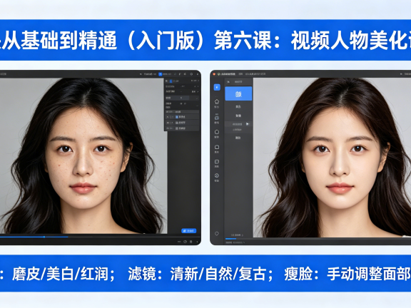 剪映从基础到精通（入门版）第六课：视频人物美化调整
