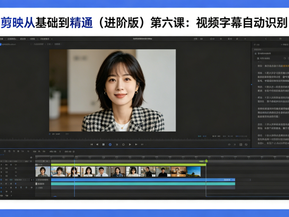 剪映从基础到精通（进阶版）第六课：视频字幕自动识别