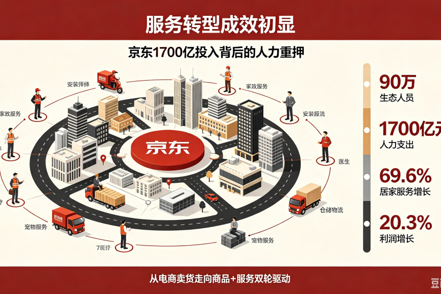 京东斥 1700 亿养 90 万人，服务转型成效初显