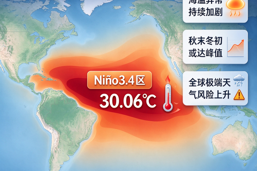 赤道中太平洋关键区海温首次突破 30℃，极端超强厄尔尼诺持续发展